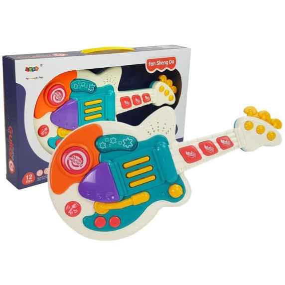 Interaktív játék gitár Inlea4Fun FAN SHENG DA - fehér/türkisz