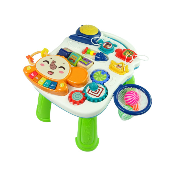 Premergător interactiv cu masă - Inlea4Fun MUSICAL STROLLER - roșu/galben