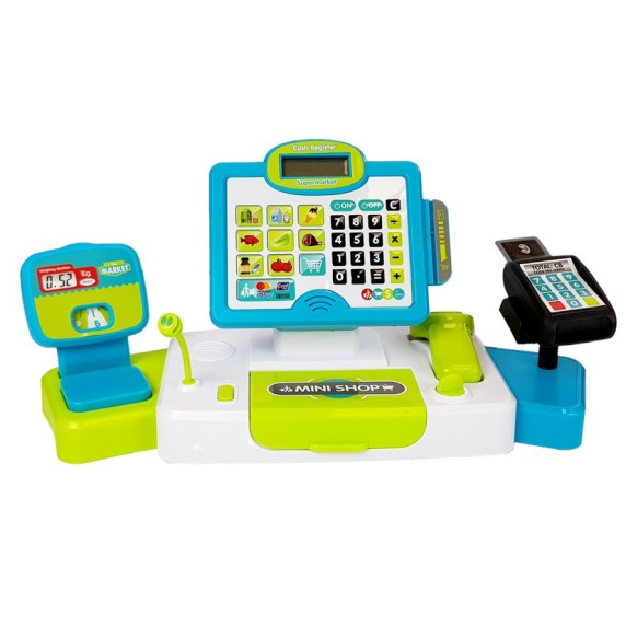 Pénztárgép kiegészítőkkel Inlea4Fun CASH REGISTER - kék/zöld