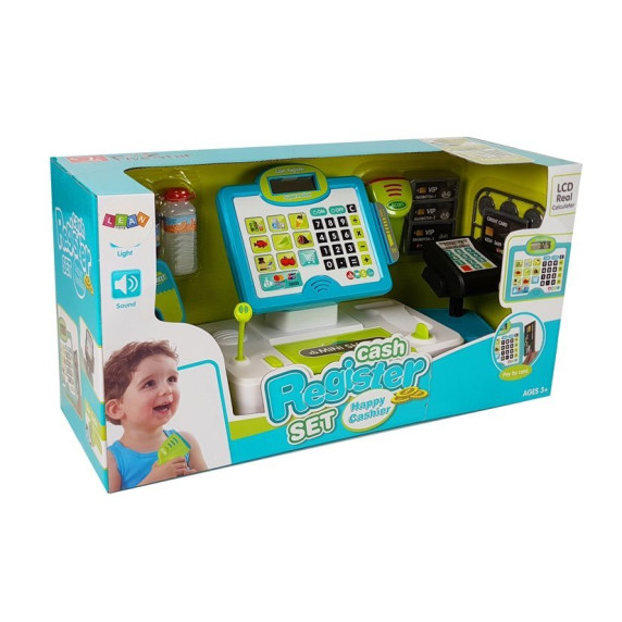 Pénztárgép kiegészítőkkel Inlea4Fun CASH REGISTER - kék/zöld