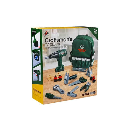 Szerszámos készlet zöld táskával Inlea4Fun CRAFTSMAN´S TOOL BOX 