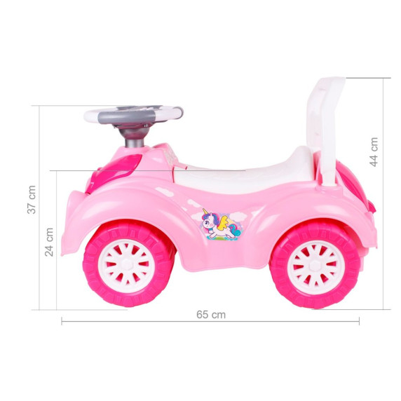 Lábbal hajtós jármű, bébitaxi Inlea4Fun TECHNOC TOYS - Rózsaszín unikornisos