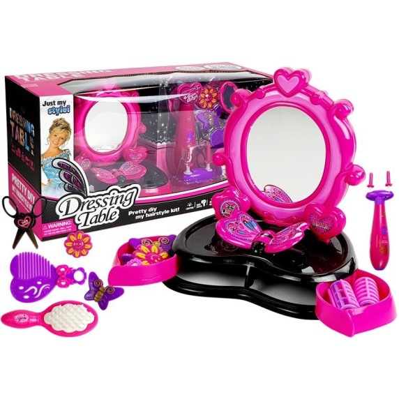 Kozmetické zrkadlo ružovo - čierne Inlea4Fun DRESSING TABLE 