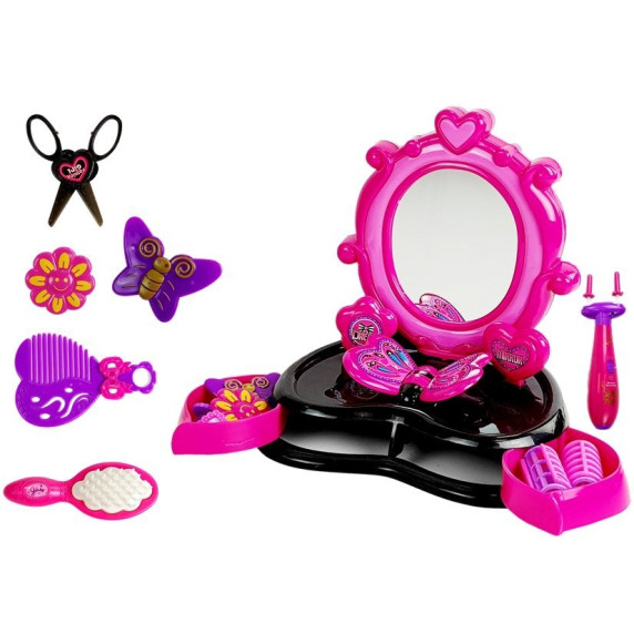 Kozmetické zrkadlo ružovo - čierne Inlea4Fun DRESSING TABLE 