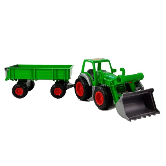 Excavator cu cupă și remorcă detașabilă, verde, Farmer Inlea4fun 