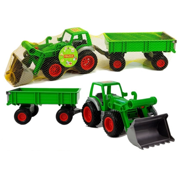 Excavator cu cupă și remorcă detașabilă, verde, Farmer Inlea4fun 