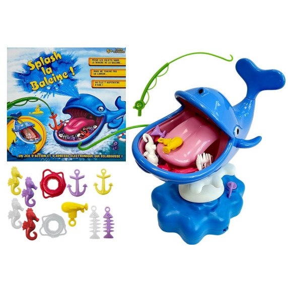 Joc de pescuit cu balenă stropitoare, albastră, cu accesorii, Inlea4fun  