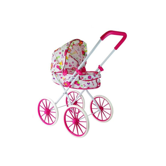 Cărucior de jucărie - Inlea4Fun RETRO BIG WHEELS - model floral