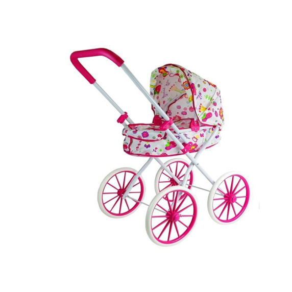 Cărucior de jucărie - Inlea4Fun RETRO BIG WHEELS - model floral