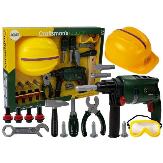 Set unelte cu ochelari și cască protecție - Inlea4Fun CRAFTSMAN'S TOOLBOX
