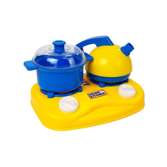 Detský riad s doplnkami Inlea4Fun DREAM KITCHEN - modrý/žltý 