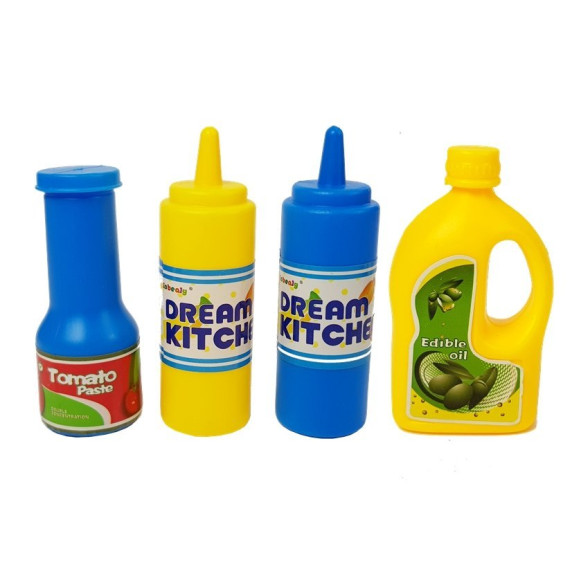 Detský riad s doplnkami Inlea4Fun DREAM KITCHEN - modrý/žltý 