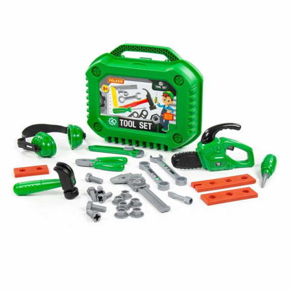 Detské náradie v kufríku 26 kusov Polesie Tool Set - zelené