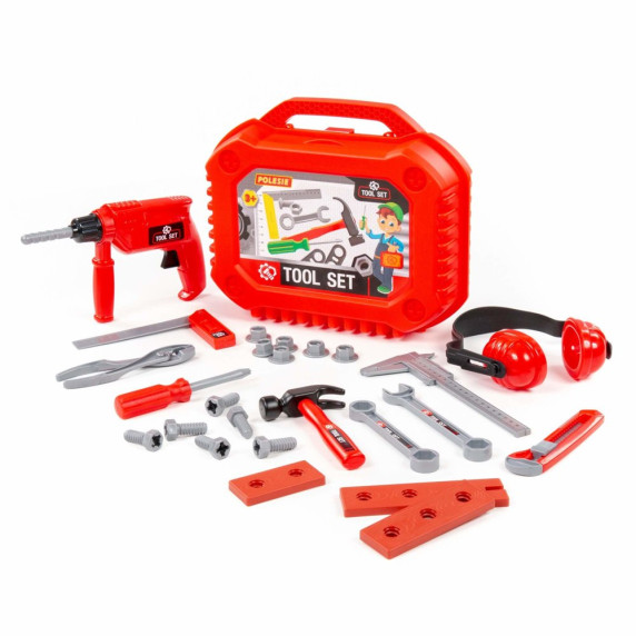 Játék szerszámos bőrönd 27 darabos POLESIE Tool Set - piros