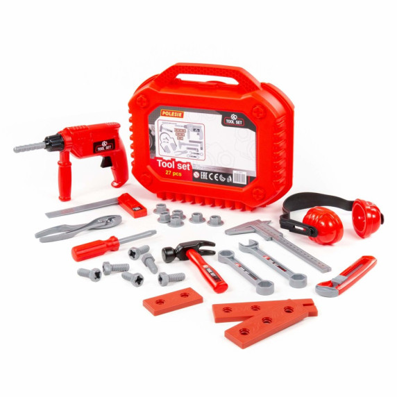 Játék szerszámos bőrönd 27 darabos POLESIE Tool Set - piros
