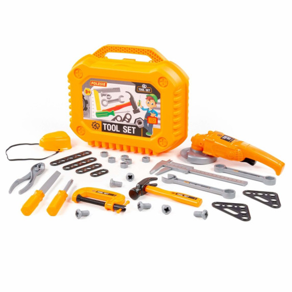 Játék szerszámos bőrönd 30 darfabos POLESIE Tool Set - narancssárga