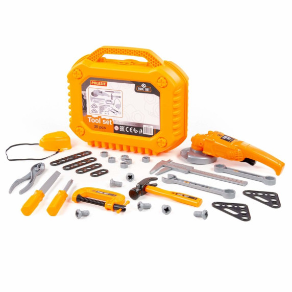 Játék szerszámos bőrönd 30 darfabos POLESIE Tool Set - narancssárga