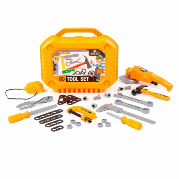 Játék szerszámos bőrönd 30 darfabos POLESIE Tool Set - narancssárga