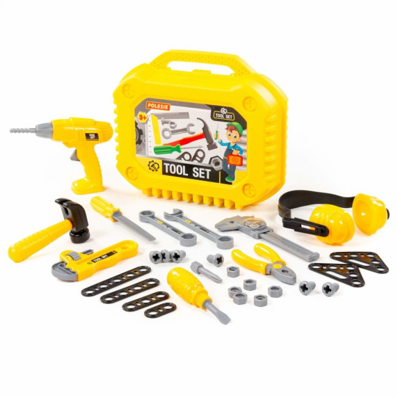Detské náradie v kufríku 32 kusov Polesie Tool Set - žlté