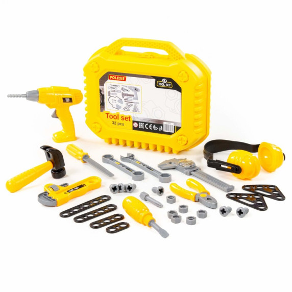 Detské náradie v kufríku 32 kusov Polesie Tool Set - žlté