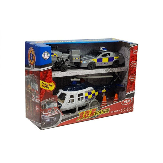 Set vehicule de poliție, mașină, elicopter, motocicletă SOS Station Inlea4Fun