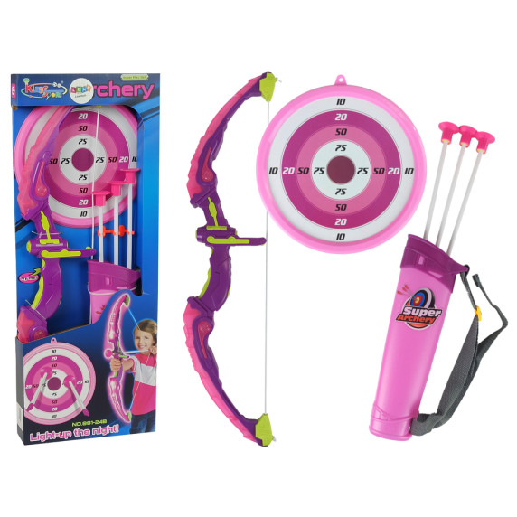 Detská kuša veľká sada Inlea4Fun KIDS SPORT - ružová