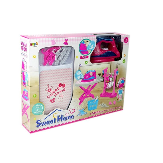 Gyerek vasalódeszka vasalóval és ruhafogassal Inlea4Fun SWEET HOME