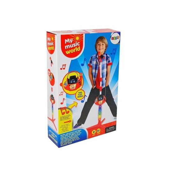 Set karaoke cu suport microfon și MP3 player - roșu
