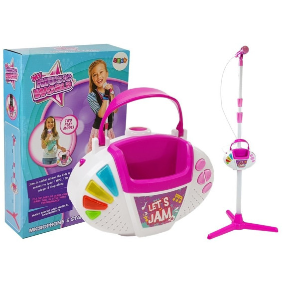 Karaoké mikrofon állvány mp3 lejátszóval MY MUSIC WORLD - pink