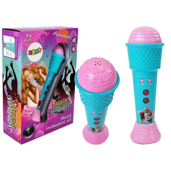 Microfon karaoke cu efecte lumini - albastru - Inlea4Fun DELIGHT SOUNDS