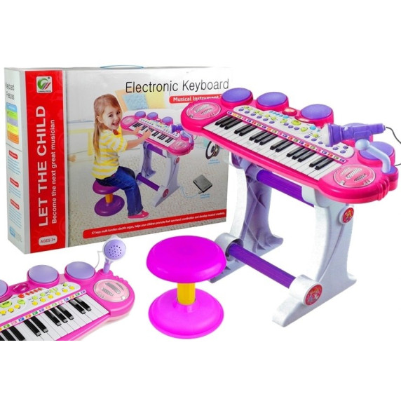 Elektronikus játék zongora Inlea4Fun LET THE CHILD - rózsaszín