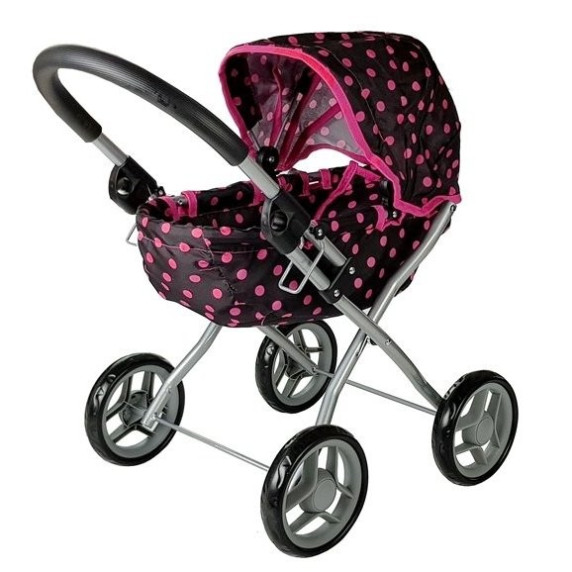 Játék babakocsi ALICA BUGGY - rózsaszín-fekete
