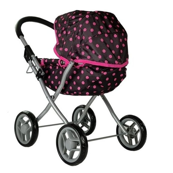Játék babakocsi ALICA BUGGY - rózsaszín-fekete