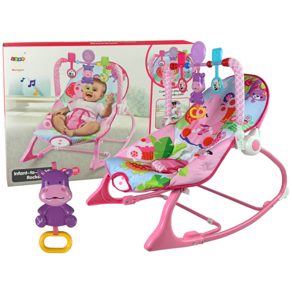 Detské lehátko s vibráciami Inlea4Fun TODDLER ROCKER slon - ružové