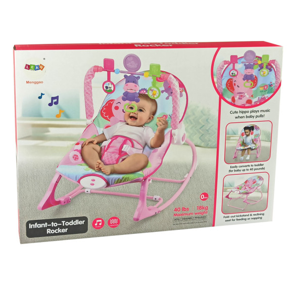 Detské lehátko s vibráciami Inlea4Fun TODDLER ROCKER slon - ružové