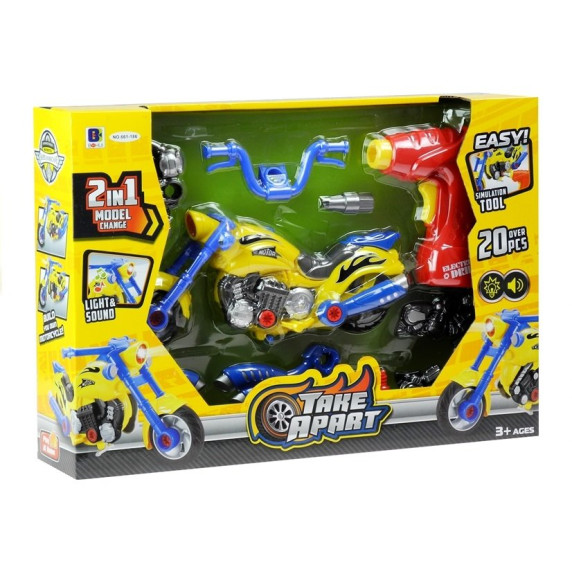Skladacia motorka 2v1 so skrutkovačom Inlea4Fun TAKE APART