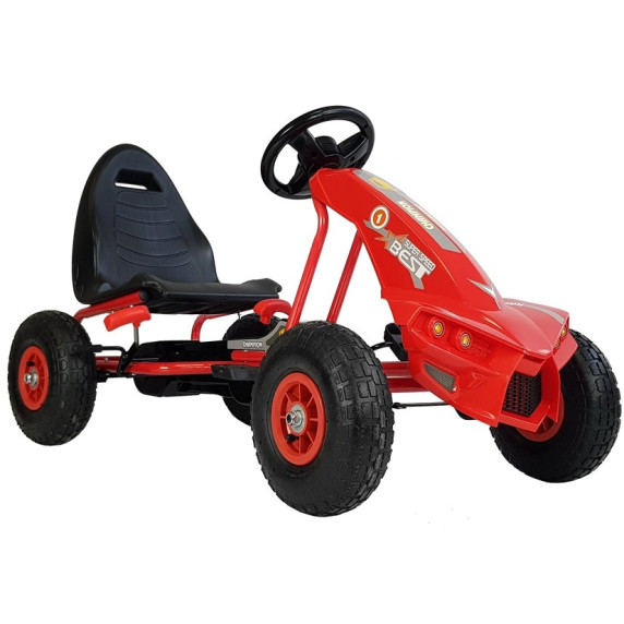 Gokart s pedálmi Inlea4Fun SUPER SPEED A-18 - červený
