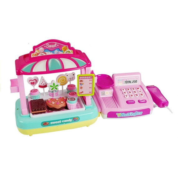 Mini cukrászda pénztárgéppel Inlea4Fun DELUXE CANDY SHOP - Rózsaszín