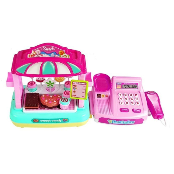 Mini cukrászda pénztárgéppel Inlea4Fun DELUXE CANDY SHOP - Rózsaszín