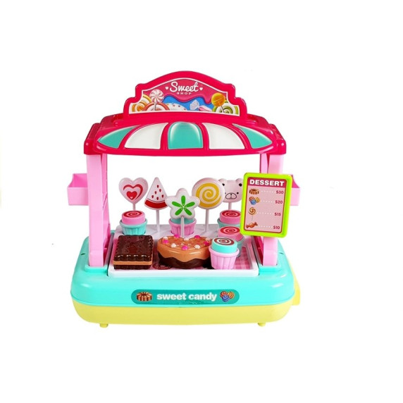 Mini cukrászda pénztárgéppel Inlea4Fun DELUXE CANDY SHOP - Rózsaszín
