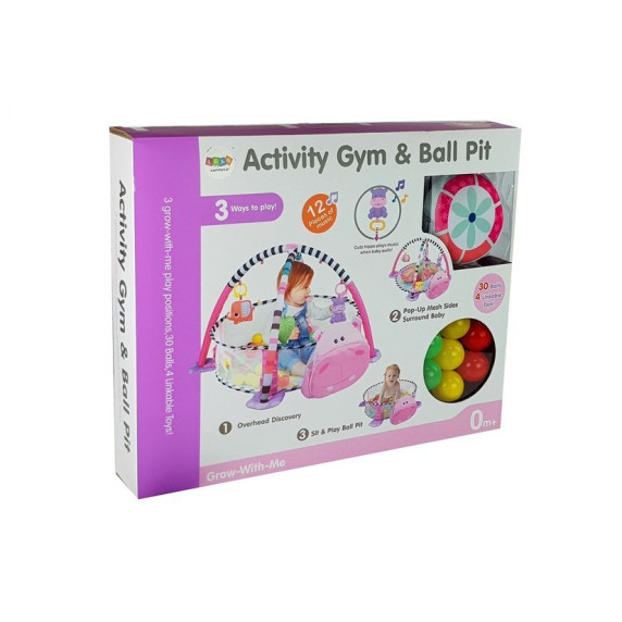 Saltea de joacă cu piscină uscată - Inlea4Fun Activity Gym PIG - purceluș