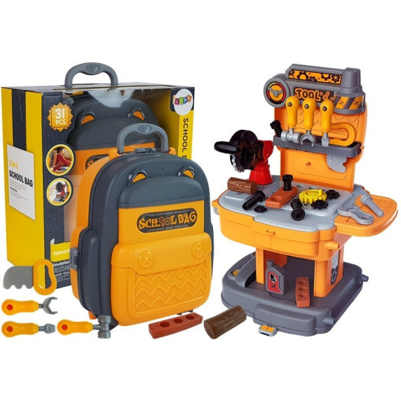 Detská dielňa s náradím v batohu 2v1 Inlea4Fun SCHOOL BAG