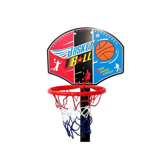 Coș baschet cu panou, stativ, minge și pompă - Inlea4Fun SUPER SPORT SET BASKETBALL 