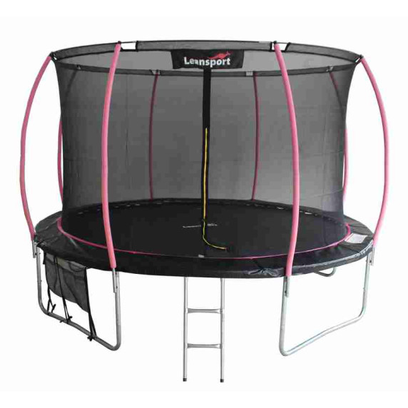 Trampolína 500 cm s vnútornou ochrannou sieťou LEAN SPORT MAX 16 ft - čierna/ružová