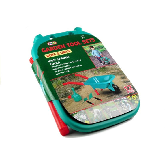 Játék talicska kiegészítőkkel Inlea4Fun GARDEN TOOLS SETS - türkiz