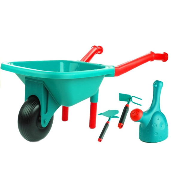 Játék talicska kiegészítőkkel Inlea4Fun GARDEN TOOLS SETS - türkiz