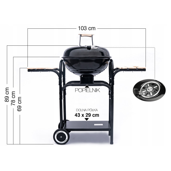 Szenes grill fedéllel MIRPOL MIR270