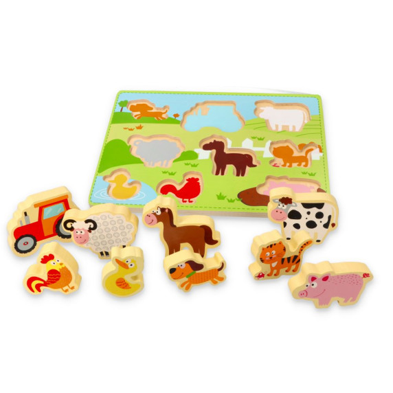 Puzzle lemn cu mânere Lelin L20081 - ferma