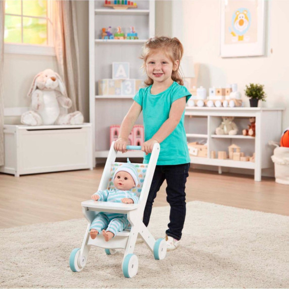 Fa játék babakocsi MELISSA&DOUG - fehér
