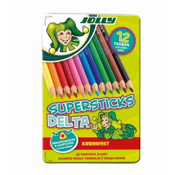 Creioane colorate - 12 bucăți - JOLLY Superstics Delta